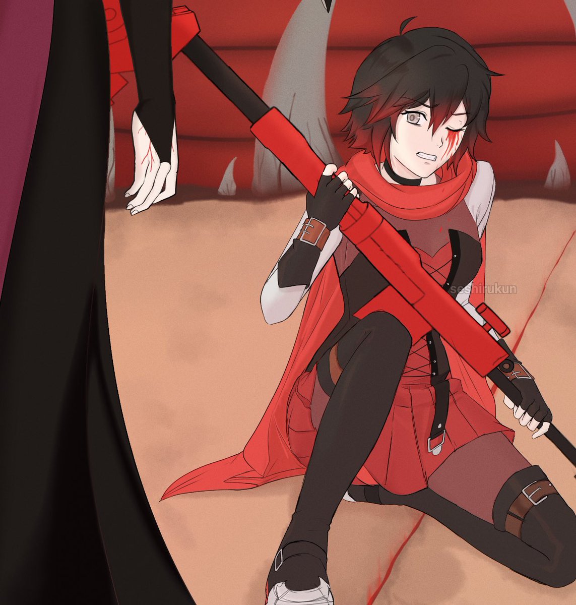jaYTgameNews's tweet photo. (Art made by seshirukun on DeviantArt) 
That’s got to hurt. #RubyRose #Salem #RWBY https://t.co/uJwIjDY3cH