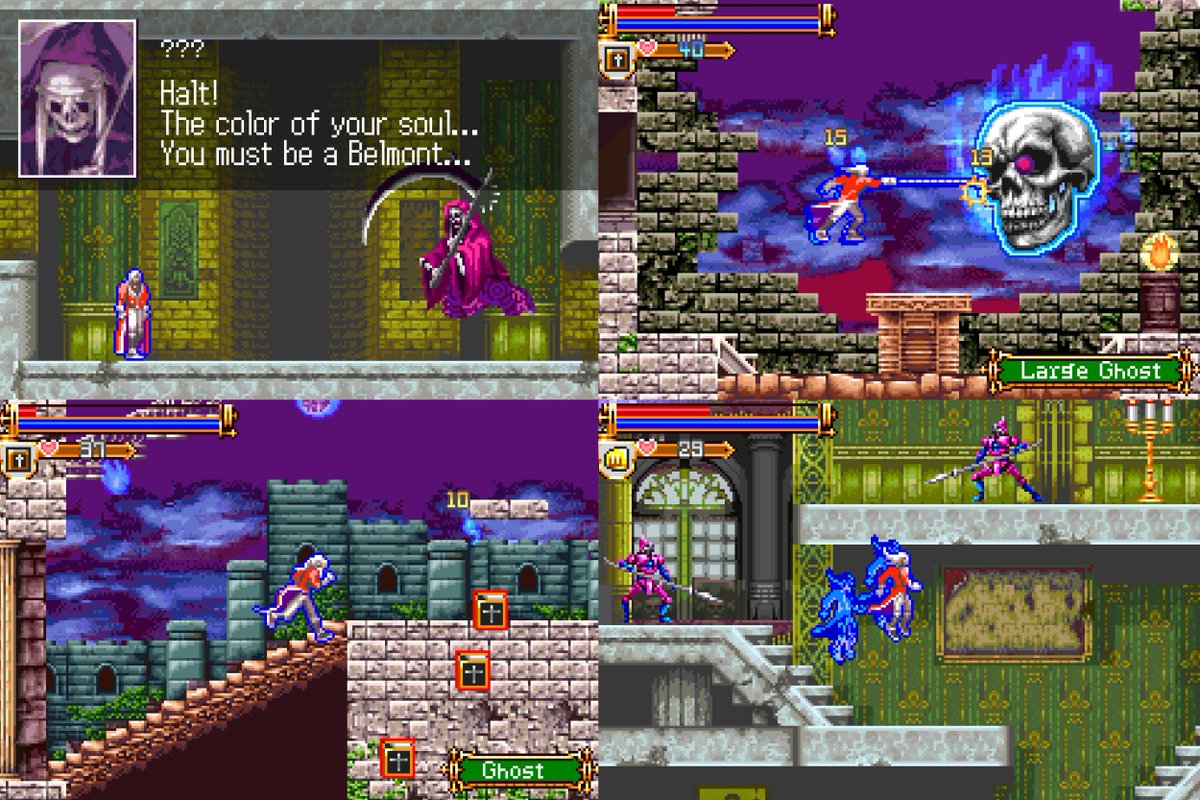 gielmont's tweet photo. I really dig how bright and iridescent the pixel art is, it complements Juste Belmont and his surroundings so well. Must've looked really nice on the GBA https://t.co/xTxJFcCyhY