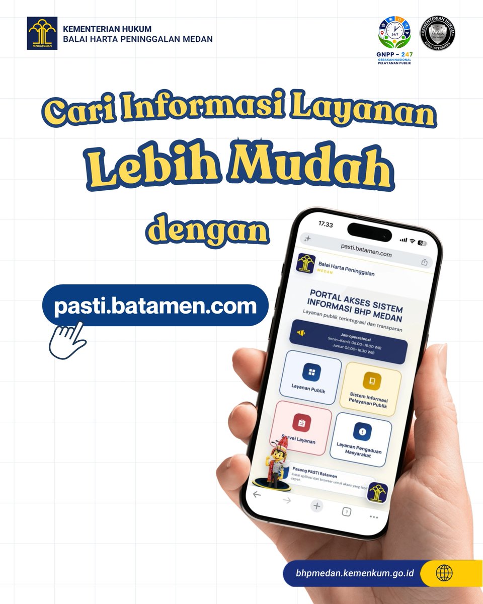 bhpmedan's tweet photo. Lagi cari informasi layanan BHP, tapi malah bingung harus mulai dari mana? 🥲 Tenang, kamu nggak perlu cari ke sana-sini sampai pusing, kok!

Yuk, kunjungi https://t.co/v1eUuS7nMv untuk menemukan informasi layanan BHP yang kamu butuhkan dengan lebih mudah. 🔎✨

Simpan postingan ini biar nggak bingung lagi saat butuh informasi layanan BHP, ya! 😉

#KementerianHukum #BHPMedan #InformasiLayanan #PelayananPublik