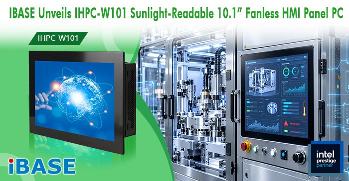 iBaseTech's tweet photo. IBASE unveils the IHPC-W101, a compact 10.1-inch fanless HMI panel PC for industrial automation, machine control, and monitoring. 
https://t.co/9BjtPBDBA5

#HMI #PanelPC #IBASE #SunglightReadable #FanlessHMI https://t.co/PYbjKtXbhz
