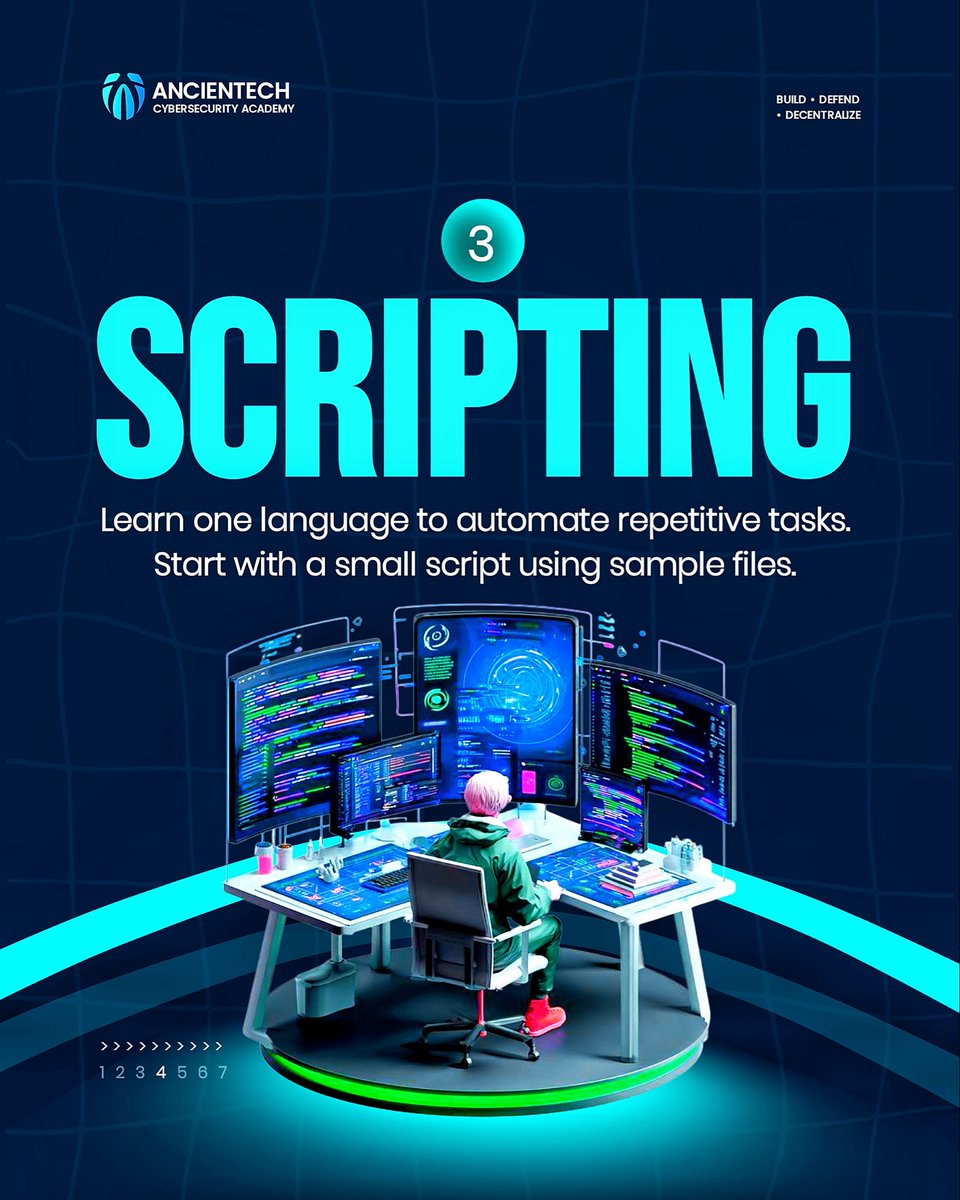ancientechcyber's tweet photo. Learn scripting to automate tasks and work smarter in cybersecurity. Start small, practise consistently. 

#Cybersecurity #Scripting https://t.co/F5vFDtsCKa