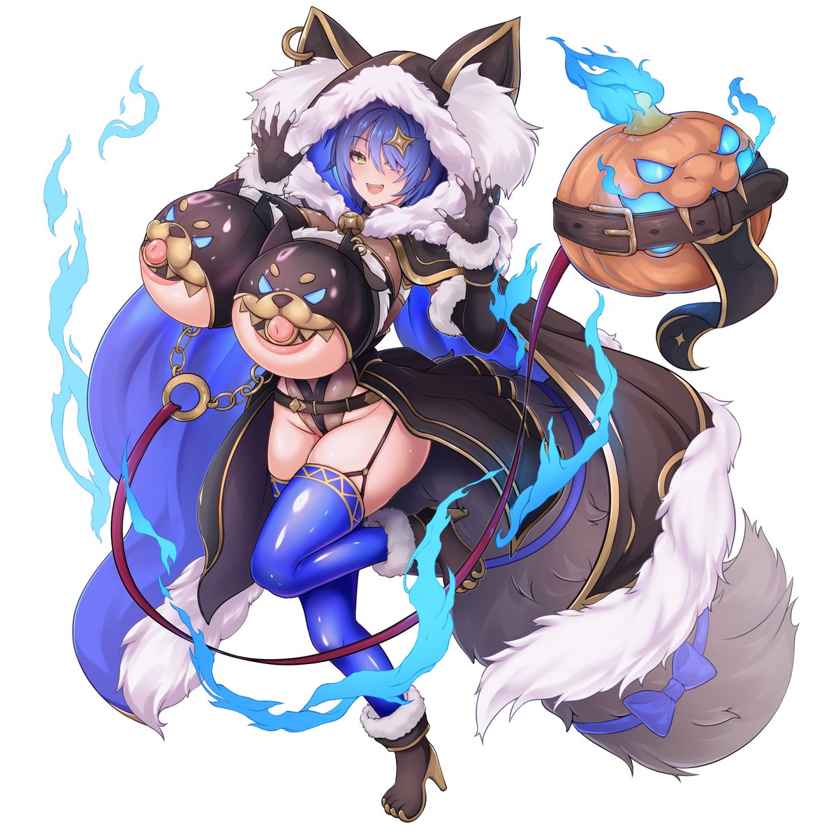 a_g_deroga's tweet photo. FANZAGAMES様で配信中のオンラインゲーム、巨乳ファンタジーバーストにて、ヒサラの新しい衣装デザインしました！   
普段のヒサラが犬っぽいイメージなので、今回はケルベロス＋狼っぽくしてみました！
 #巨乳ファンタジーバースト #巨乳バースト https://t.co/gLCA6nhxKX