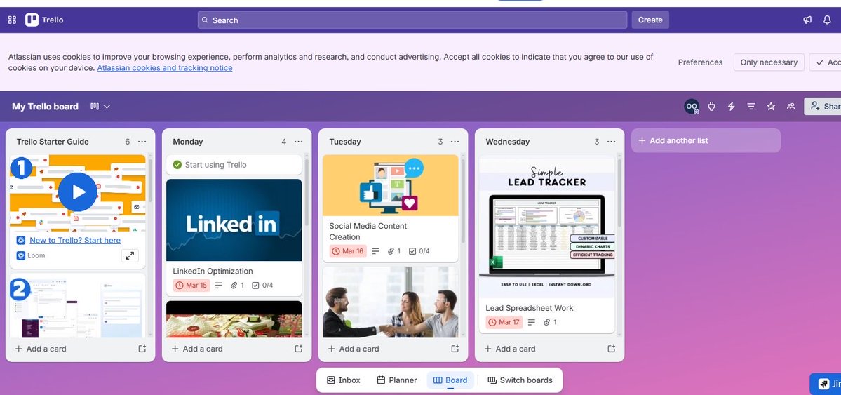 OlufunkeVA's tweet photo. If your tasks are all over the place, try Trello. 👇

Create boards for projects, add tasks as cards, set deadlines, and track what’s done.

It’s a simple way to organize your work without relying on memory alone.

#30daysonXwithChiomaAmadi https://t.co/JeOxZxxCzs