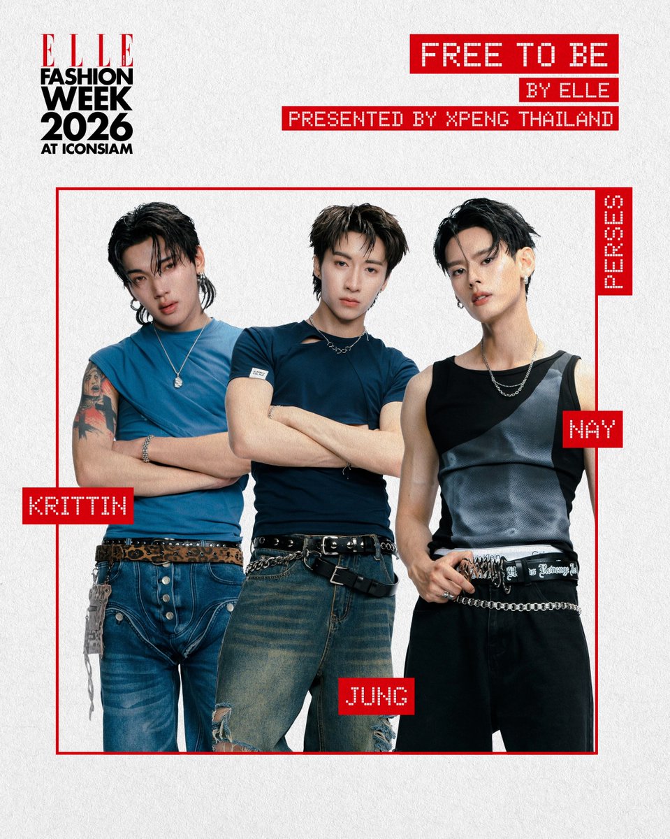 PERSESTH's tweet photo. พี่จั๋ง พี่เน กฤติน #PERSES for #ELLEFashionWeek2026

❤️ FREE TO BE BY ELLE PRESENTED BY XPENG THAILAND
🗓 22 ต.ค. 69
⏰️ 16.00 น.
📍 ริเวอร์พาร์ค ไอคอนสยาม 

#PERSES_TH
#EFW26ATICONSIAM
#SeeYouAtTheTent
#ICONSIAM https://t.co/hqS2aSr7HG