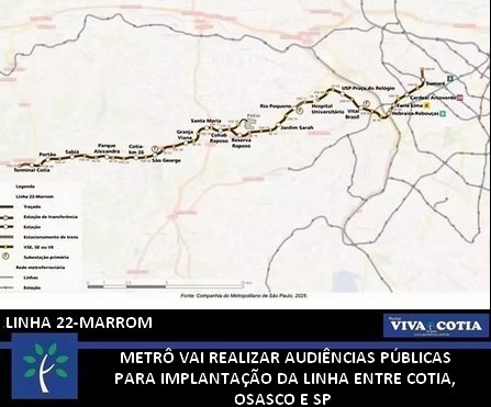 portal_viva's tweet photo. Linha 22-Marrom: Metrô vai realizar audiências públicas para implantação da linha entre Cotia, Osasco e SP. População poderá conhecer o projeto e tirar dúvidas sobre a implantação da linha. Saiba mais em https://t.co/0uNy2lB39f  #metrô #audiênciaspúblicas #projeto #cotia #osasco https://t.co/dsxRXFZyjA