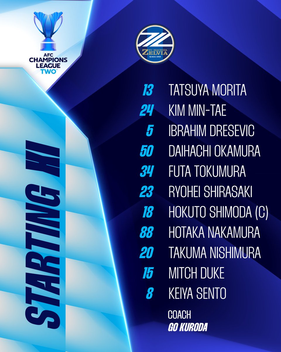 TheAFCCL_jp's tweet photo. 📋スターティングXI | 🇸🇬 タンピネス・ローバースFC 🆚 FC町田ゼルビア 🇯🇵  

タンピネス・ローバースFCが町田ゼルビアをホームに迎えての一戦！🔜

#ACLTwo | #TAMvMAC @FcMachidaZelvia https://t.co/s9DuMLMBha