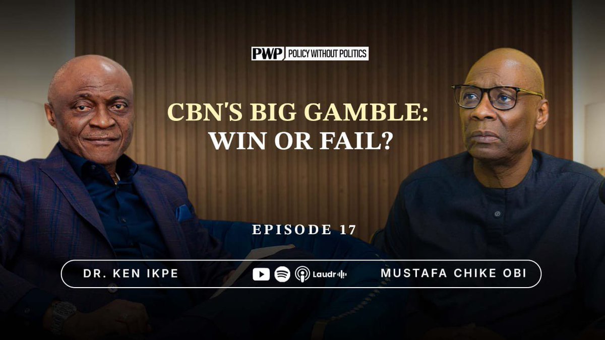 PWPpulse's tweet photo. Are Nigeria’s foreign reserves really “savings”?
Does bigger automatically mean better for the Naira—or just higher costs?

How do the reserves come about, what do they cost to hold, and do rising or falling reserves strengthen or weaken the Naira?

Mustafa Chike-Obi and Dr. Ken Ikpe strip the emotion out of the economics as they examine the Centra Bank of Nigeria (CBN) policy on FX, interest rates, its regulatory footprint, CRR and more.

No theatrics ----- just clear analysis.

New #PWP episode.
Watch Now on YouTube
https://t.co/YH5kk1Lx7M 

@yinkanubi @ruffydfire @thecableng @FinPlanKaluAja1 @ChikeMustafa