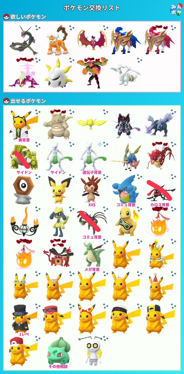 sosu292929's tweet photo. 新しい交換表です！
完全売り切れの物と欲しいポケモンを更新しました！
まだまだ募集中ですのでよろしくお願いします。
 #ポケモンGO交換 
 #ポケモンGO
 #交換 https://t.co/lS5virpXw4
