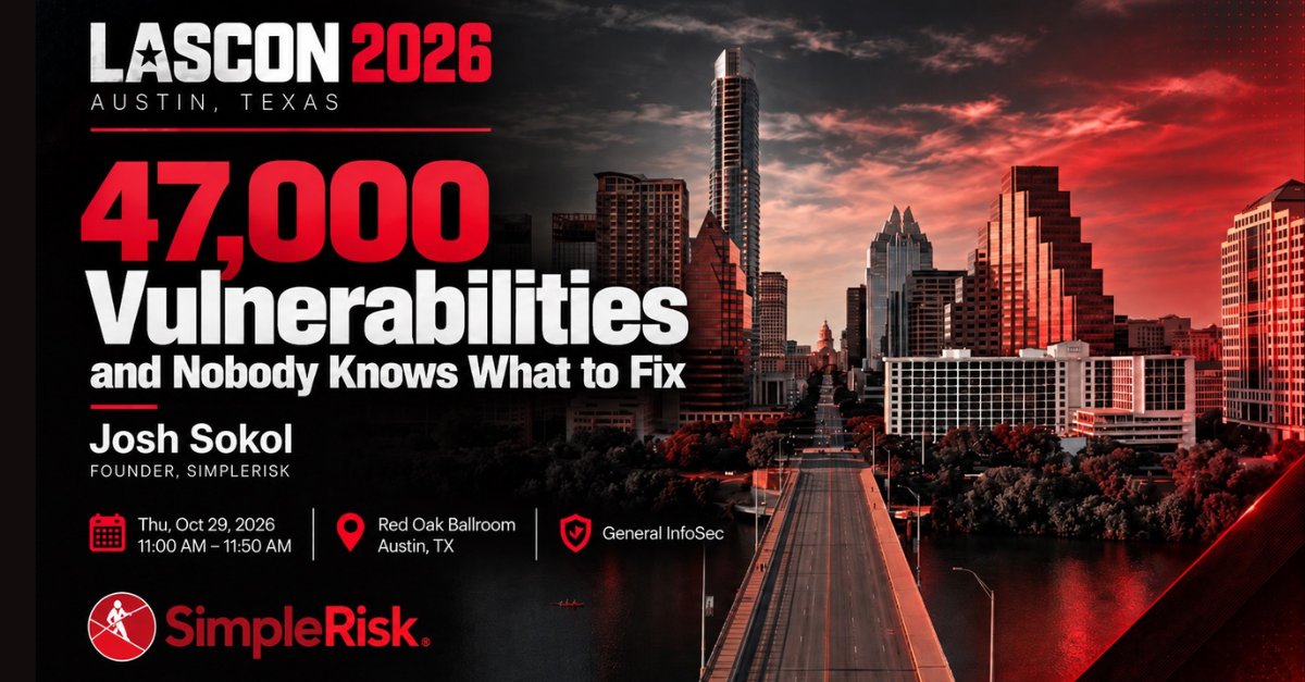 simpleriskfree's tweet photo. 47,000 vulnerabilities. Which 10 are you actually fixing?
At #LASCON2026, Josh Sokol is digging into the gap between finding more security issues and knowing what actually deserves action.
π
Oct. 29 | 11β11:50 AM
π Red Oak Ballroom https://t.co/L1q9x72BCi