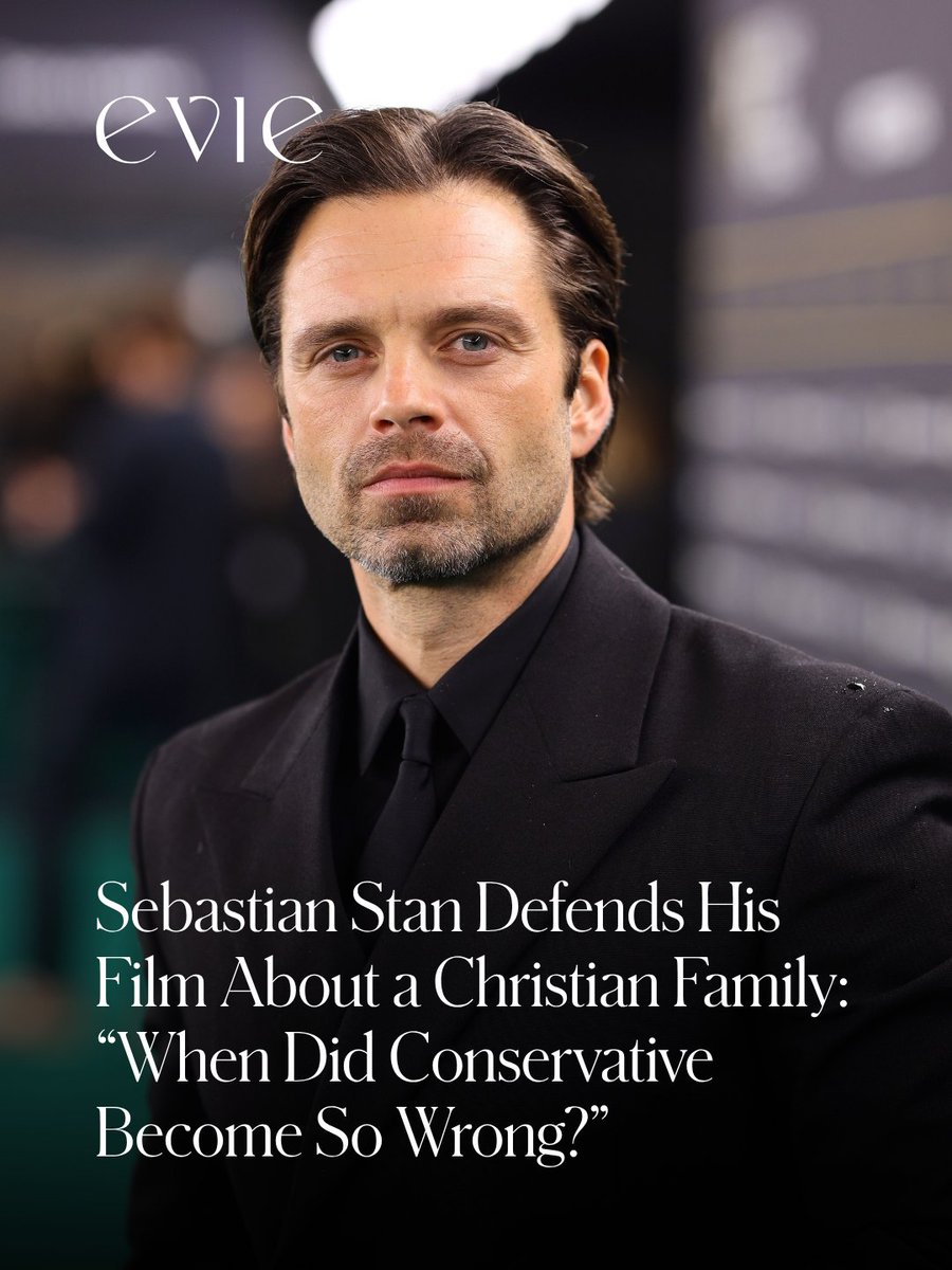 Evie_Magazine's tweet photo. Actor Sebastian Stan is pushing back against critics labeling his new film “Fjord” a conservative or right-wing movie. 

The film follows a Christian couple fighting to regain custody of their children after Norwegian authorities question their traditional parenting methods and separate the family.

“I think there's probably always, right, on either side there needs to be an opening of the door, you know, for a sort of more of a back and forth to happen… Like, when did conservative become so wrong?

This judgmental, dismissive attitude that plays out online is quite dangerous and naive – but it’s unfortunately predictable in today’s time.”