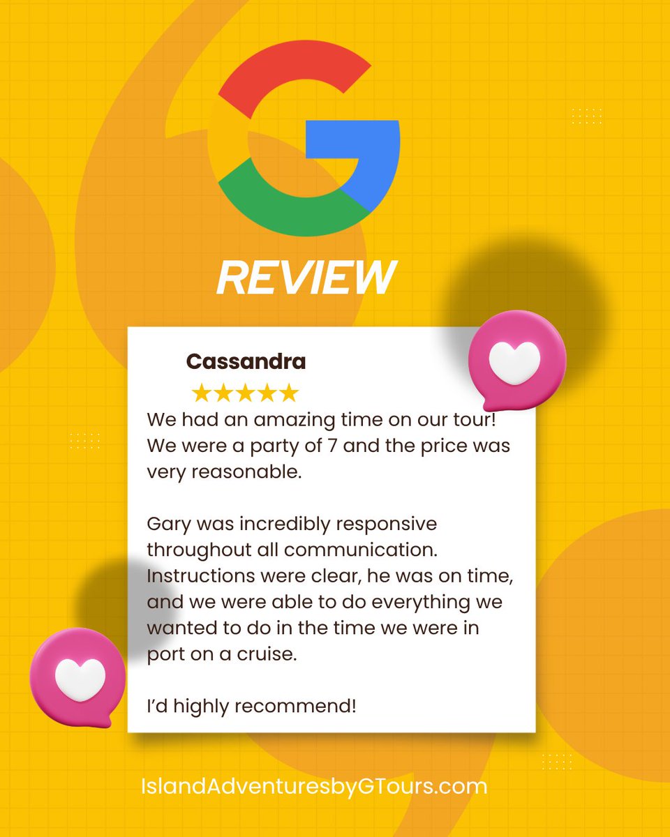 IslandAdventurG's tweet photo. Check out our latest #5StarGoogleReview!
Thanks Cassandra it was a pleasure taking your group around on your #cruise to #FalmouthJamaica!
https://t.co/6V1jI57UdA
#5Star #TraveltoJamaica #CruisetoJamaica #Grouptours #Tours #Excursions #Rivertubing #Travel #GoogleReview https://t.co/5Tr2dp3g6t
