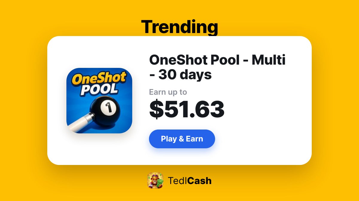 TedlCash's tweet photo. Everyone's on OneShot Pool - Multi - 30 days right now 🔥

Up to $51.63 for completing it.

Don't miss out: 👉 https://t.co/fM6hwmpFLZ https://t.co/iTz2JqOvY1