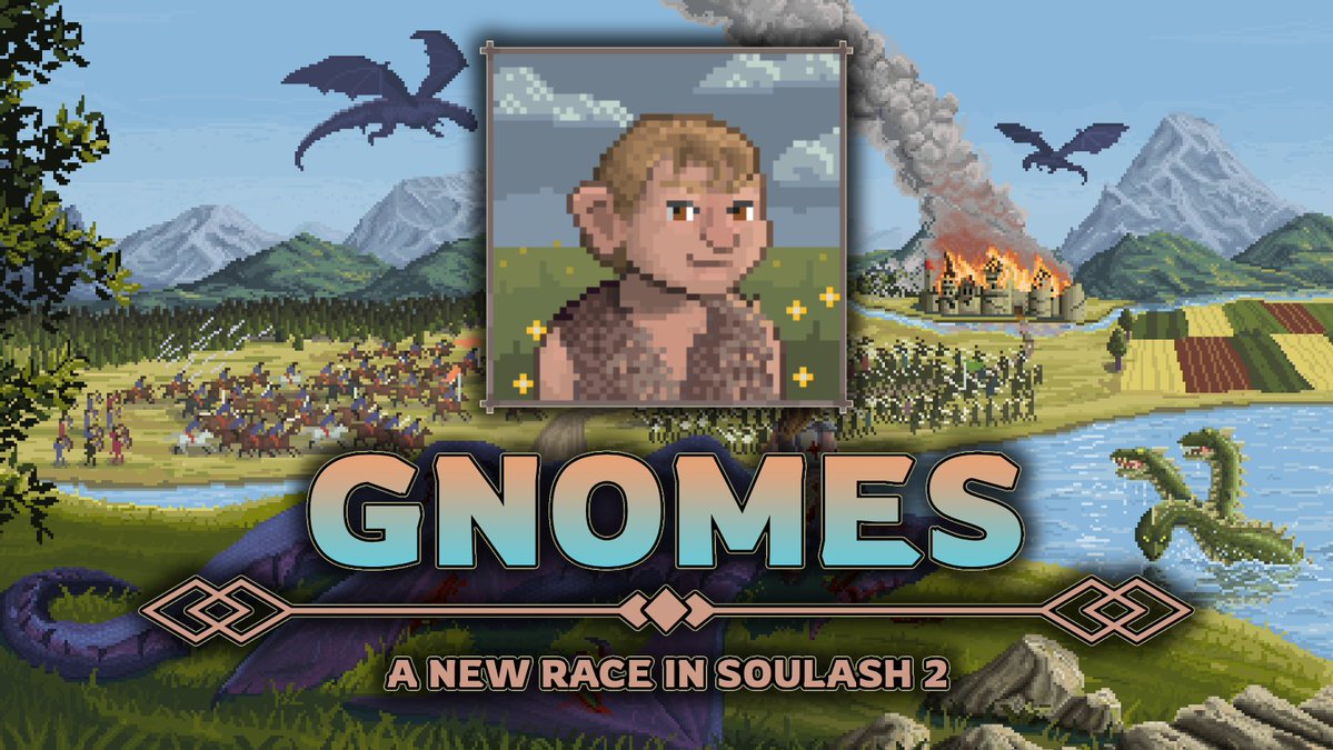 SoulashGame's tweet photo. Meet the Gnomes, a new civilization in Soulash 2! 🌿

They are the first race with boosted Intelligence and Willpower, making them a natural choice for magic-focused characters.

Update v0.10.4 is out now!
https://t.co/cTUyLhkCV9 https://t.co/mwN5JuPqNw