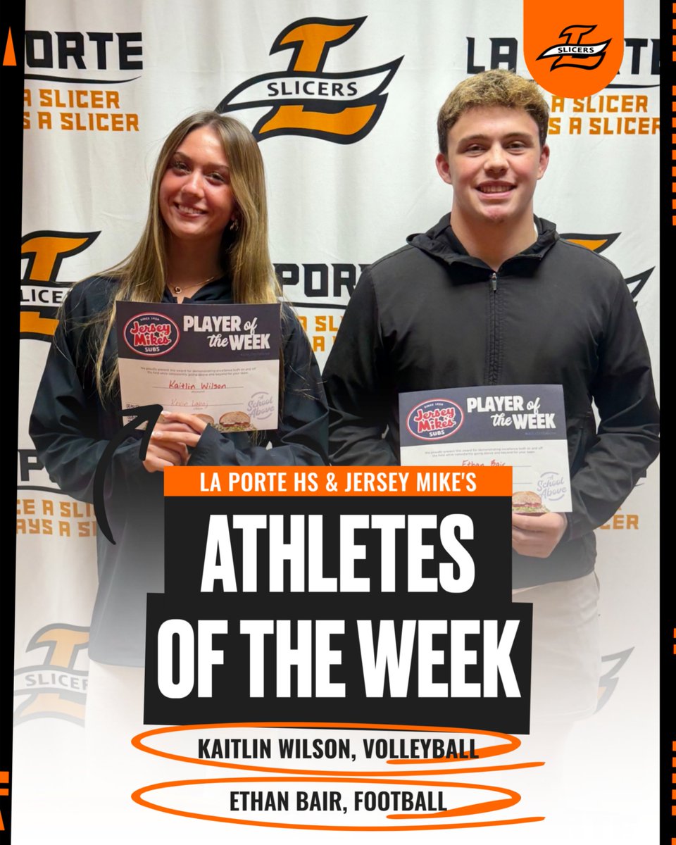 lphsathletics's tweet photo. Congrats to our AOW for last week, Kaitlin Wilson (VB) and Ethan Bair (FB)! Kaitlin had 18 Kills vs LC/Valpo, and Ethan 11 Tackles and a Pick-6 against MC. Great job!!!
#AStudentAbove @campusmultimedia https://t.co/8P6jejPd2F