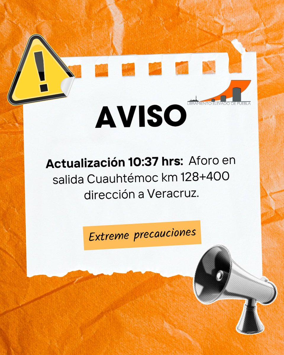ELEVADOPUEBLA's tweet photo. https://t.co/JqU3QDPwh1    Actualización 10:37 hrs: Aforo en salida Cuauhtémoc km 128+400 dirección a Veracruz.⚠️🚨#ACTUALIZACIÓN #REPORTEVIAL #LEP #2DOPISO #SALIDACUAUHTÉMOC #SENTIDOVERACRUZ https://t.co/92EBgt0e05