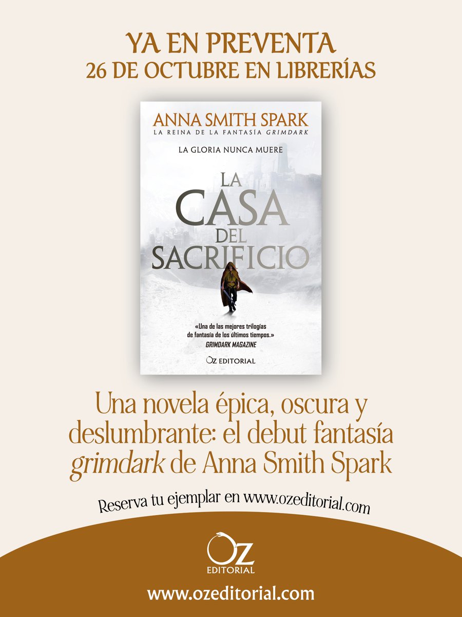 Oz_Editorial's tweet photo. "La casa del sacrificio" de @queenofgrimdark ya está en preventa en https://t.co/J2kaQ5jHKG con marcapáginas de regalo 🎁

Llega el atronador desenlace de esta épica trilogía escrita por una de las voces más originales del grimdark 😍

¡En librerías el 26 de octubre!
#OzEditorial https://t.co/iXQKgpOk4k