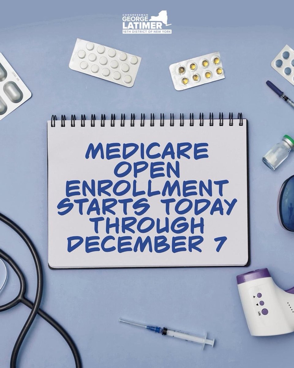 RepGLatimer's tweet photo. Today marks the start of the Medicare open enrollment period! Those eligible have until December 7th to compare options and choose a 2027 plan. For more information, visit https://t.co/h0Yh5iU7xt or call 1-800-MEDICARE (1-800-633-4227). https://t.co/D16OfpKLVe