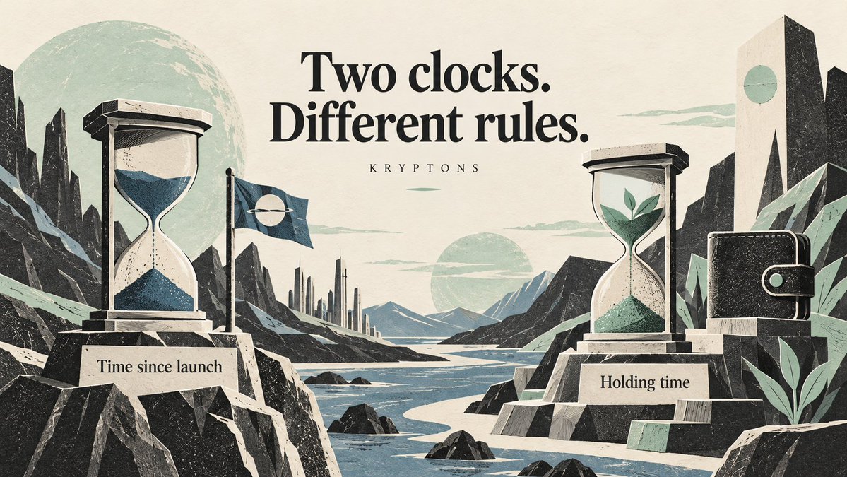 Kryptonsfun's tweet photo. Two sell taxes. Two different clocks.
Launch sell tax fades with time since the coin launched.
Diamond hands decreases with how long a wallet has held.
A coin's age and a holder's patience are different inputs. https://t.co/pH6cKekAVo