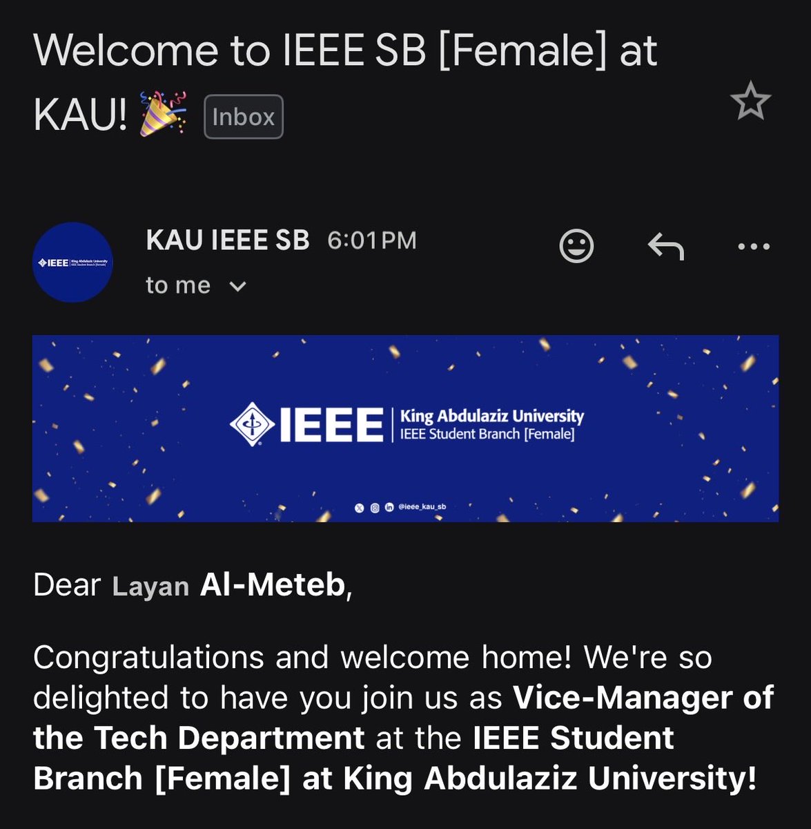 layanitt's tweet photo. Excited for this new chapter with @ieee_kau_sb 🤩💥 https://t.co/2VBy6iMRxu