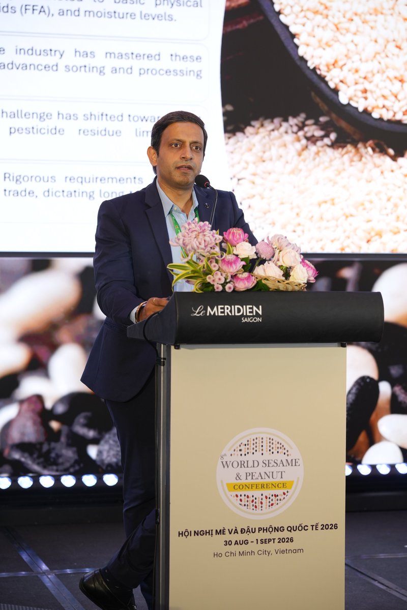 SesameInfo12's tweet photo. Watch now: https://t.co/quxMCG2fWl

Presentation: Food Safety and Quality Standards in Sesame with Risk Mitigation, by Mr Rutuparna Dole, Director of International Trade, Bora Foods, at the 8th WSPC 2026, Vietnam.

More details: https://t.co/P5q7o74Ujp

#WSPC2026 https://t.co/oWhQCjePYq