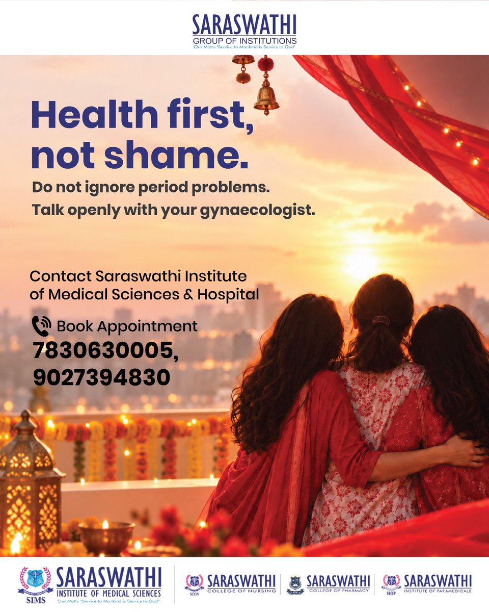 saraswathimedsc's tweet photo. Periods: When Is It NOT Normal? See a doctor if your period lasts longer than 7 days.
Health first, not shame. Do not ignore period problems. Saraswathi Institute of Medical Sciences and Hospital encourages you to talk openly with your gynaecologist.
#PinkOctober #PeriodHealth https://t.co/XRgGlZ4mWj
