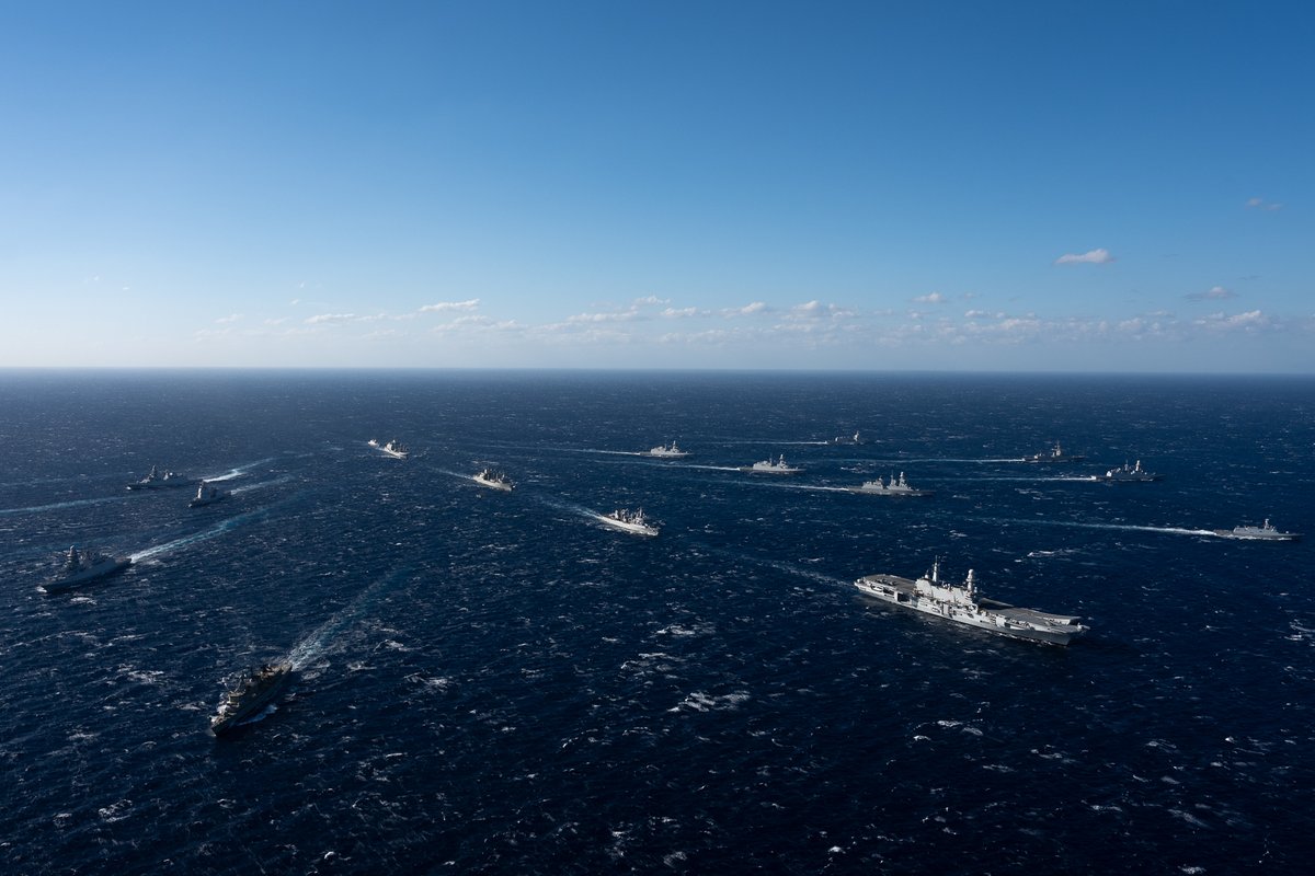 NATO_MARCOM's tweet photo. ⚓❤️ This is why our naval hearts beat!

Different nations. Different ships. One Alliance.

At the start of the exercise Mare Aperto, SNMG2 joined Allied and Partner warships, alongside other participating vessels for a PASSEX, practising coordinated manoeuvres and strengthening interoperability.

📸 Now that's a sight!