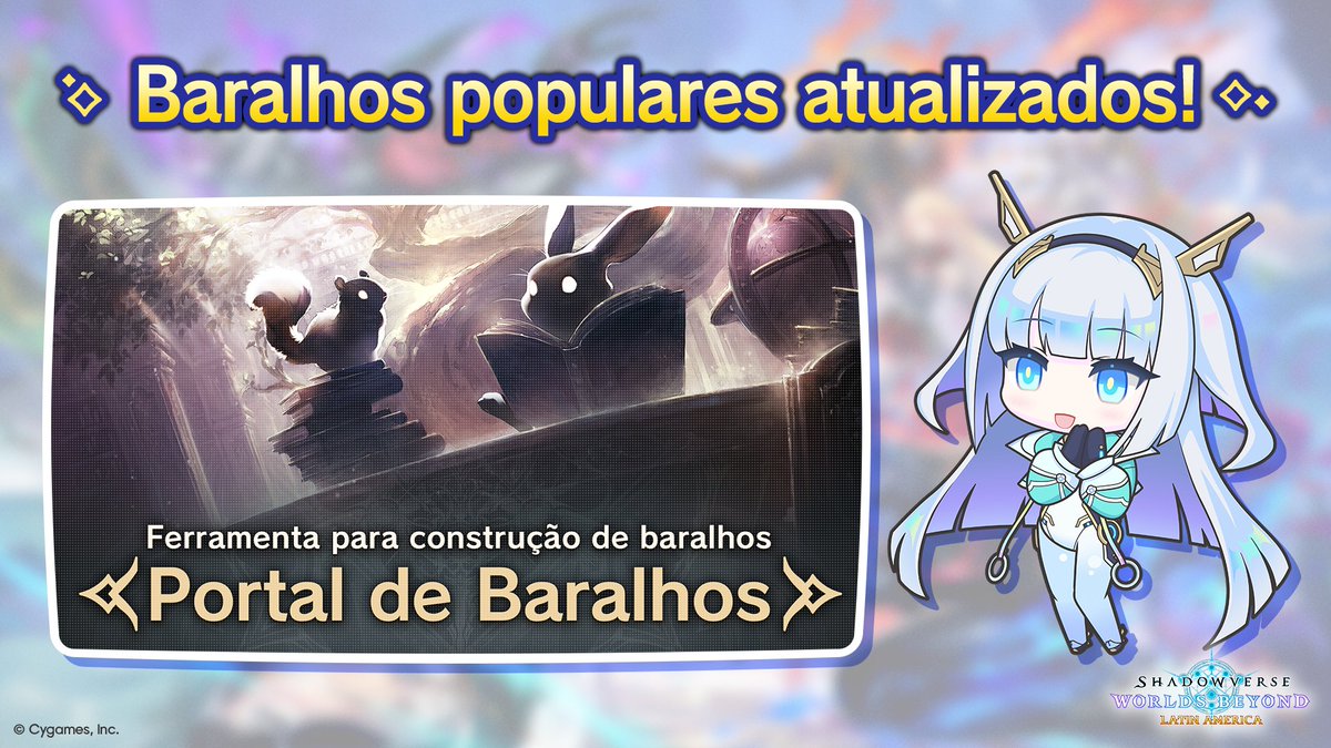 shadowverse_br's tweet photo. Tá rolando o quê na LATAM? 👀

O Portal de Baralhos agora mostra os baralhos mais usados pelos jogadores da América Latina, separados por classe. Dá uma olhada no que a galera tá jogando e pega inspiração pro seu próximo deck.

🌀 https://t.co/hDMK706mAZ

#ShadowverseWBLATAM https://t.co/ttN8CRkiNC