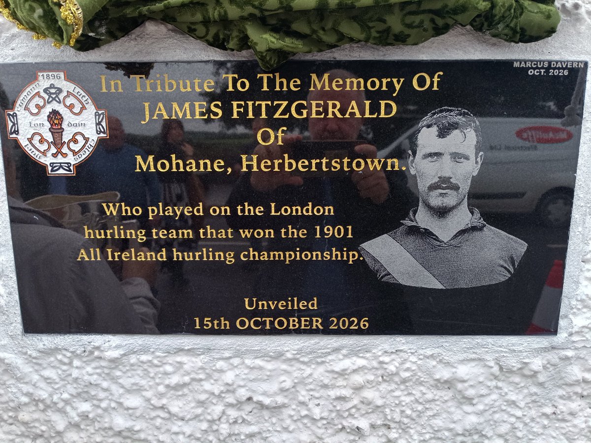 LimerickGAAzine's tweet photo. lovely occasion in Herbertstown today for the unveiling of a plaque to commemorate James Fitzgerald who won an All-Ireland hurling medal with Limerick in 1901. 
This was the brainchild of Herbertstown NS teacher Michael Fitzgerald who aso produced a beautiful booklet. https://t.co/UNIMhVwfvA