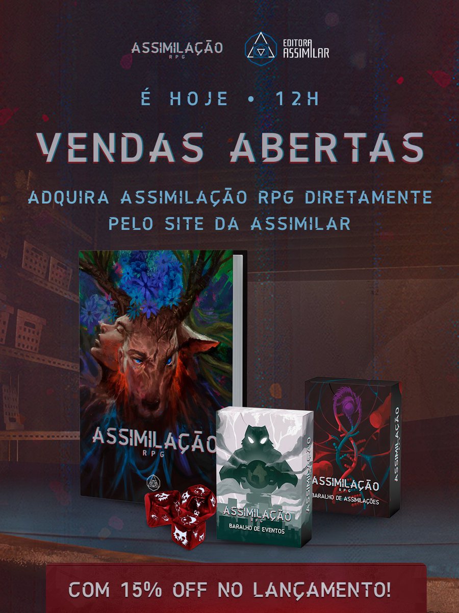editorassimilar's tweet photo. É Hoje!!!!
A partir das 12h, as vendas estarão oficialmente abertas!
Você vai poder adquirir @AssimilacaoRPG  diretamente pelo site da Editora Assimilar!

Acesse o site : 
https://t.co/jjOQcm5Tyd

#AssimilacaoRPG #AssimilarEditora https://t.co/uCzG5hrPMZ