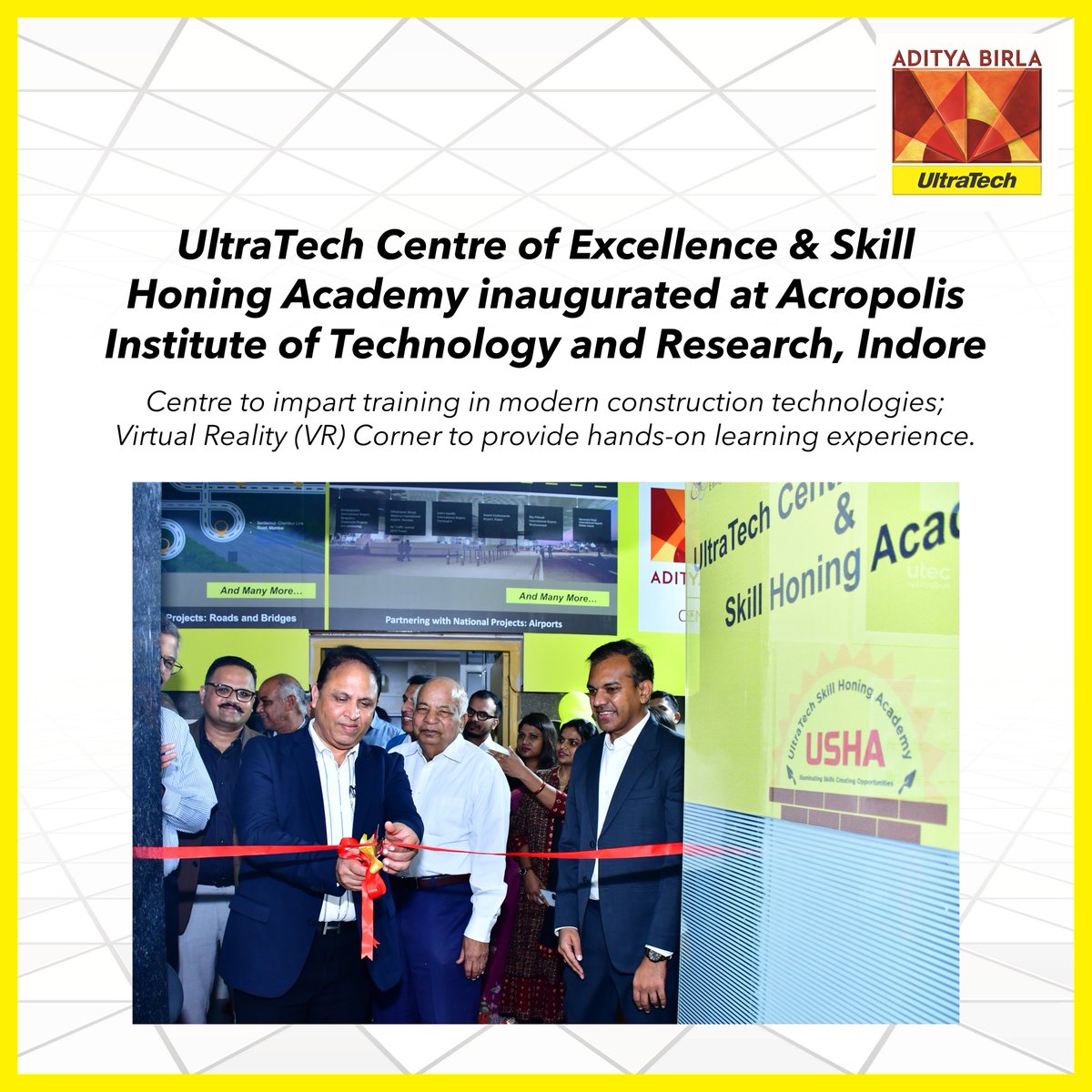 UltraTechCement's tweet photo. Strengthening industry-academia collaboration, Acropolis Institute of Technology and Research (AITR), Indore, in partnership with UltraTech, inaugurated the UltraTech Centre of Excellence &amp; Skill Honing Academy in the AITR campus.

Read: https://t.co/UffCUOuuCt https://t.co/qNGBMtgAEV