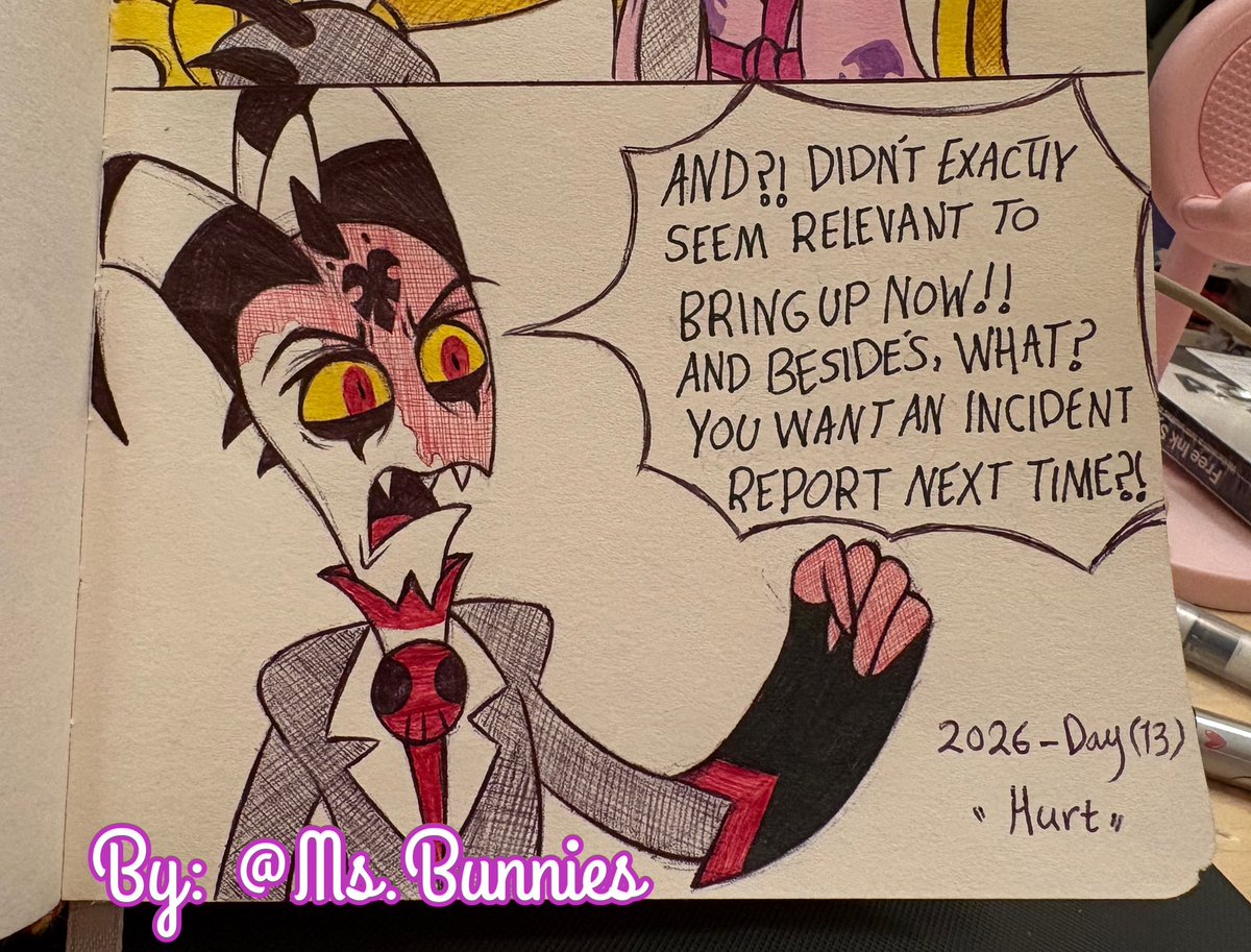 ms_Bunnies's tweet photo. #imptober day 13 hurt 😔 

I made a short comic ❤️ I want to add a little twist on apology tour, I felt like the brushed the fact that striker attempted to kill Stolas before too fast, enjoy ☺️ 

#helluvaboss #helluvabossstolas #helluvabossblitzø #inktober https://t.co/FQTtDUXrmB