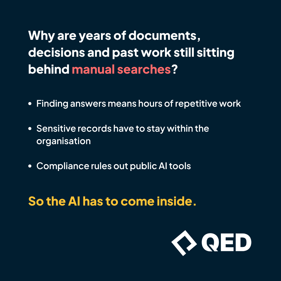 QED_code's tweet photo. When data is legally barred from leaving the building, the AI has to come inside. 

The data stays where it is, and the intelligence comes to it. 

Read the story here: https://t.co/g0nlwpMuHo https://t.co/inFQeFHMMo