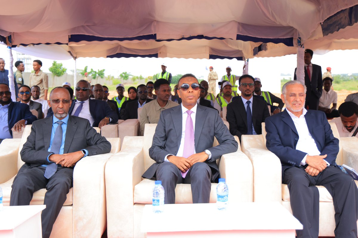 SIMADUniversity's tweet photo. Today, we officially laid the foundation stone for our new Science and Technology Campus in Deynile, Mogadishu, designed to accommodate up to 15,000 students.

The ceremony was led by Prime Minister H.E. Hamza Abdi Barre, alongside Education Minister H.E. Farah Sheikh Abdulkadir and SIMAD University’s senior leadership.
#SIMADUniversity #ScienceAndTechnologyCampus #EntreprenueralUniversity