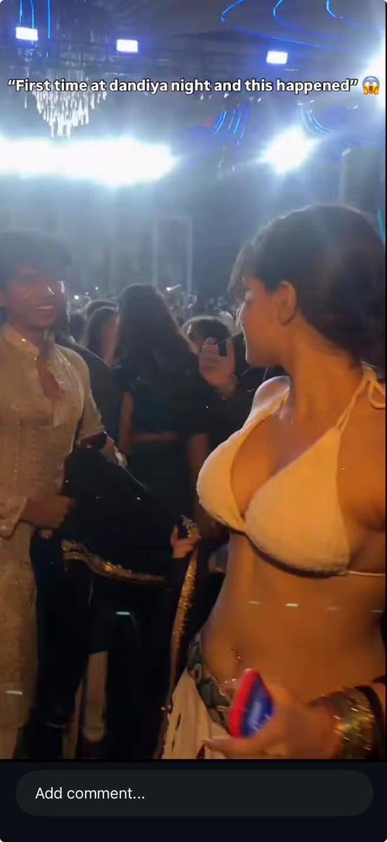 Kritical_62's tweet photo. Modern day Garba starter pack:
• Bikini tops, bralettes, and backless blouses
• Dancing to Punjabi songs at Garba
• Couple photoshoots
• Single men trying to hit on women https://t.co/gz4BW18NVS