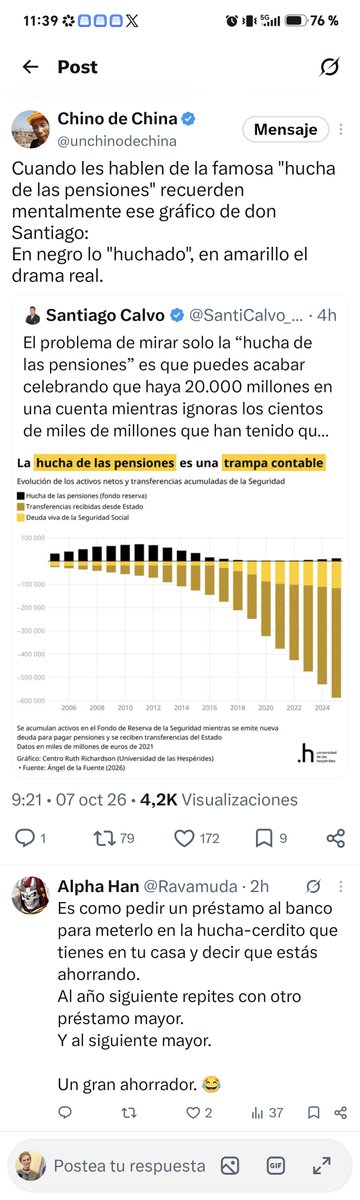 delfinibus's tweet photo. @sanchezcastejon Nunca nadie ha recortado las pensiones. Congelarlas, sí. Tu ídolo Zapatero.
Pero la foto de cómo las habéis dejado vosotros, da para replantearse todo https://t.co/e5AgtTIWVx
