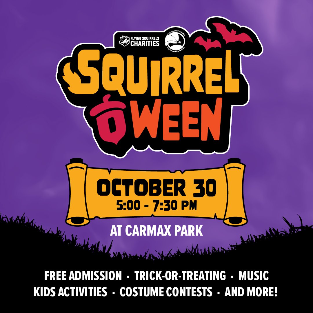 CarMaxPark's tweet photo. Up next:
10/30, 5pm-7:30pm: Squirrel-O-Ween presented by the Drug Enforcement Administration

10/30, 8pm: Jimmie's Chicken Shack w/Dead Billionaires

10/31, 12pm-6:30pm: Scotts Addition Pumpkin Festival 

10/31, 9pm: HallowEDM featuring Dirt Monkey &amp; Manic Focus w/Luci &amp; HESS https://t.co/5A58V7dq38