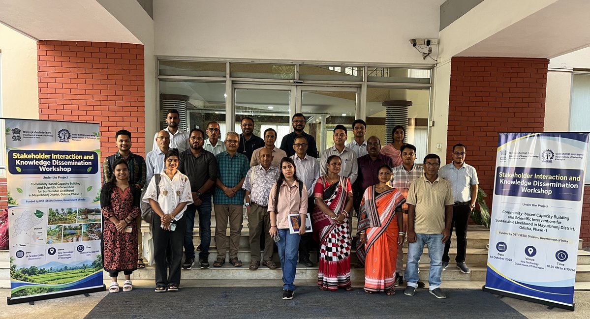 IITKgp's tweet photo. Empowering Communities. Preserving Nature. Transforming Livelihoods.

Bringing science closer to society, IIT Kharagpur organised a Stakeholder Interaction and Knowledge Dissemination Workshop under the DST-SEED-supported project aimed at strengthening sustainable livelihoods among tribal communities in Mayurbhanj, Odisha.

The workshop commenced with an address by Prof. Jayanta Mukhopadhyay, Dean (Strategy and Analytics), and was organised by an interdisciplinary IIT Kharagpur team comprising Dr. Sayak Roychowdhury (Project PI), Prof. Bhagirath Behera (Joint PI), Prof. Soumya Kanti Ghosh (Co-PI), Prof. Pulak Mishra (Co-PI), and Dr. Pritha Datta (Co-PI).

The deliberations brought together Shri Sumit Kar, IFS, Deputy Director, Simlipal South Wildlife Division, various district officials, scientists, NGO representatives, grassroots entrepreneurs and community stakeholders.

From indigenous knowledge and biodiversity conservation to mushroom cultivation, integrated farming, renewable energy and rural entrepreneurship, the workshop explored how scientific interventions can create sustainable economic opportunities while preserving local ecosystems.

Rooted in Tradition. Powered by Science. Driven by Communities.

Through this initiative, IIT Kharagpur reaffirms its commitment to translating research into meaningful societal impact and building resilient, self-reliant rural communities.

#IITKharagpur #ScienceForSociety #SustainableLivelihoods #TribalEmpowerment #RuralInnovation #DSTIndia

@EduMinOfIndia @IndiaDST