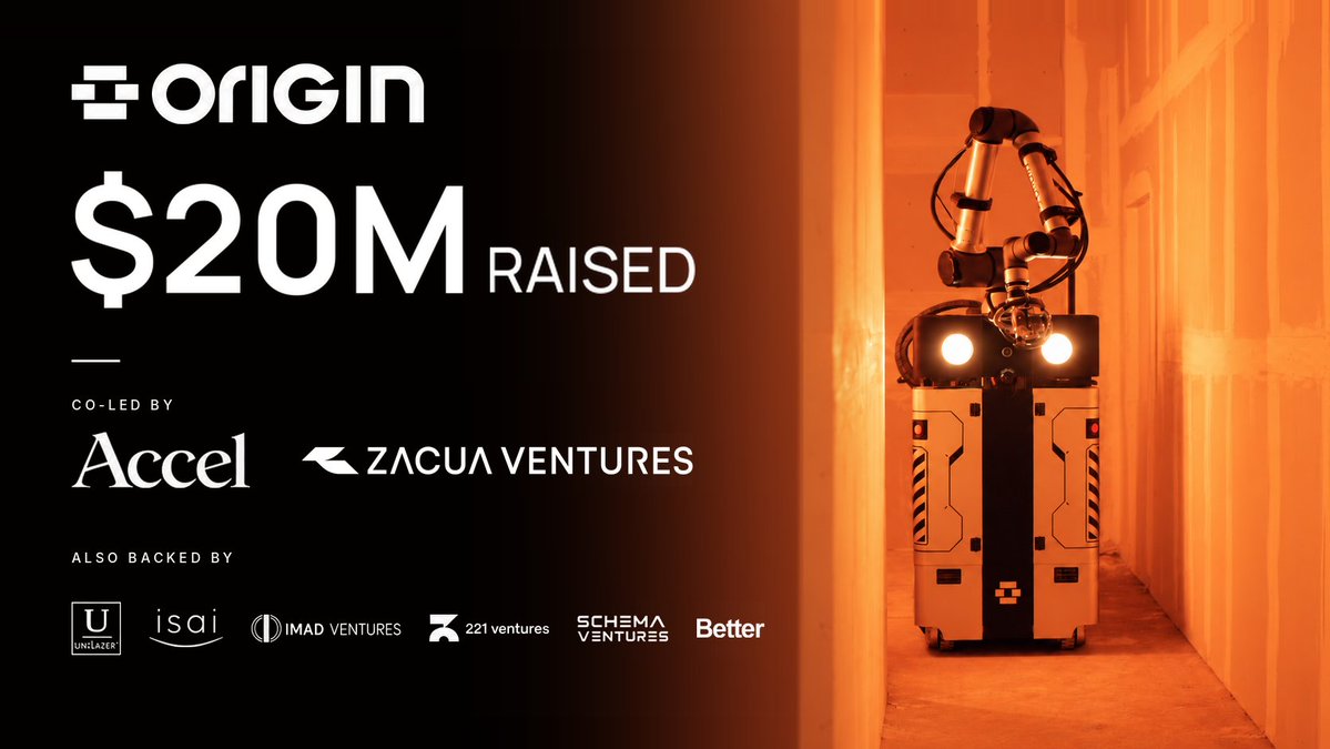 yogesh_origin's tweet photo. Thrilled to announce that @origin_autonomy has raised $20M in total funding, co-led by @Accel and @ZacuaVentures.

Excited to be building this with @ashishxdaga, @tusharmakkar08 and the super talented team at @origin_autonomy. We’re building general-purpose robots for interior construction.

Special thanks to @johnkoetsier at @Forbes for covering our journey.

News Article: https://t.co/YxjoyLdAfi