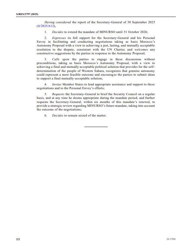 BreikaBeiba's tweet photo. Let's remind resol' 2797 adopted by #UN Security Council in oct 2025.
#SaharaOccidental #WesternSahara
#MoroccanSahara #ÄlgeriaMeddling...since 1975!
Sahara Occidental / Western Sahara
#الصحراء_الغربية 🇲🇦
#الصحراء_المغربية
#UNGA #UNGA81 #AGNU #AGNU81
#HRC63 #HRC64 https://t.co/B4TS8J1u9b