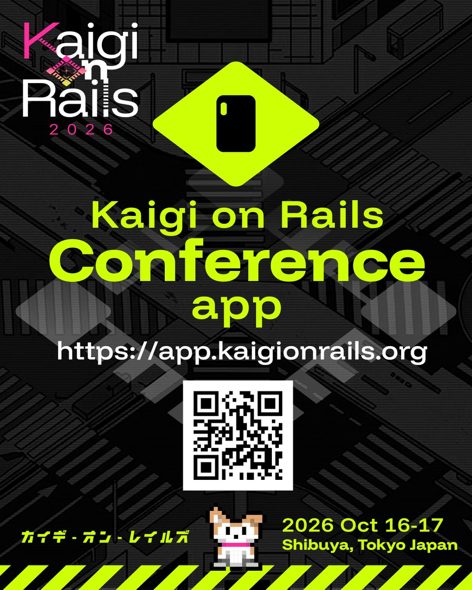 kaigionrails's tweet photo. Kaigi on Rails 2026 のカンファレンスアプリ、今年も使えます📱

・配信が見られる
・プロフィールを交換できる
・スポンサーブースでデジタルスタンプラリー (全部集めると記念バッジ!)

会場でもオンラインでも、ぜひどうぞ。
https://t.co/Qvw20AqyOE #kaigionrails https://t.co/PIEdsT5k1D