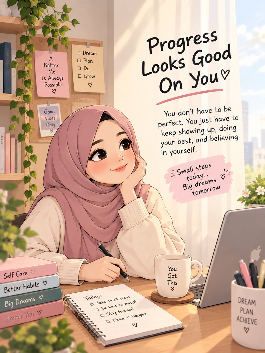 MahbubaAfifa's tweet photo. ✨ Progress looks good on you! 🌸
You don’t have to be perfect. Just believe in yourself, take small steps, and keep moving toward your dreams. 💕 Your efforts will pay off—never give up! 🦋🤍
#Motivation #SelfGrowth #PositiveMindset #BelieveInYourself #KeepGoing https://t.co/6lMXWJavUE