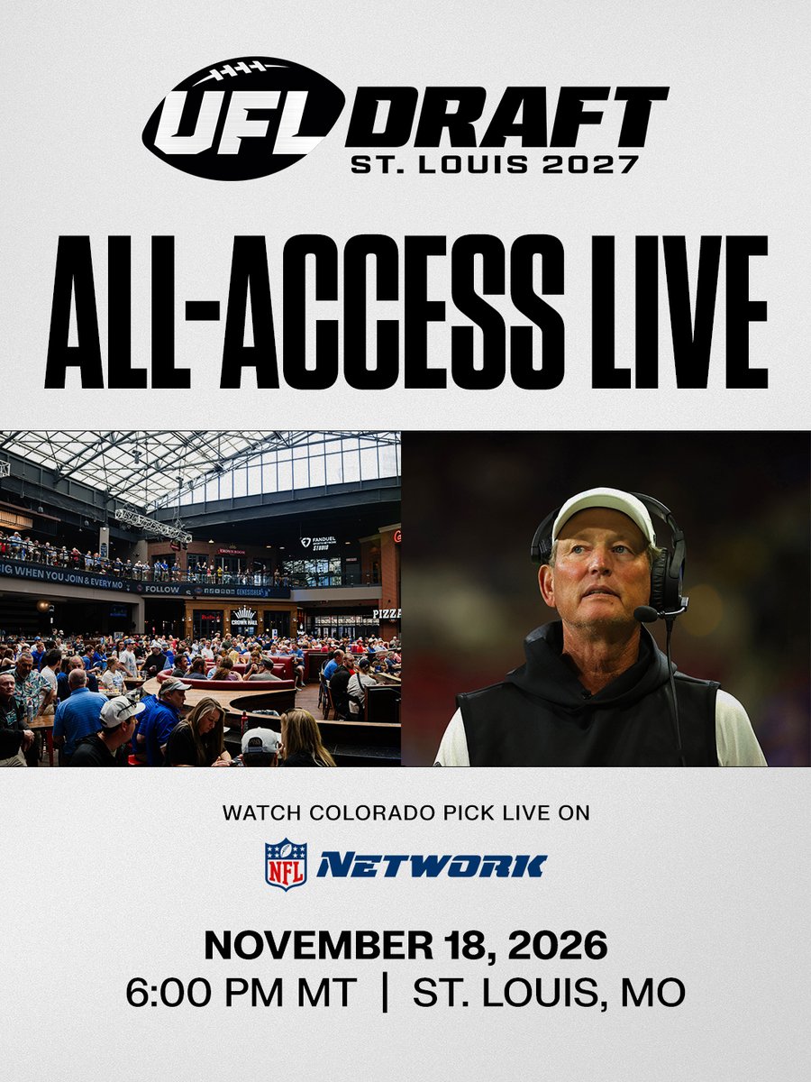 UFLColorado's tweet photo. A new era of Colorado football starts here. 🏔️

Tune in LIVE for the 2027 UFL Draft on November 18 at 6PM MT on NFL Network! https://t.co/FWrKdnfDOV