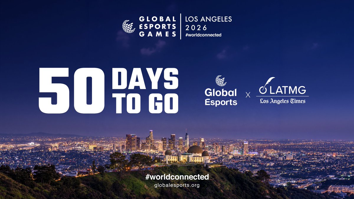 GE_Federation's tweet photo. 🎮 50 days to the Opening Ceremony, 4 December. Los Angeles 🇺🇸

7 esports titles. 118 countries and territories in qualification. 400 athletes. 1 global stage.

This December, the world comes to Los Angeles to play, and to belong.

🔗: https://t.co/Jeya4iFgBU 

#worldconnected #GEGLA26