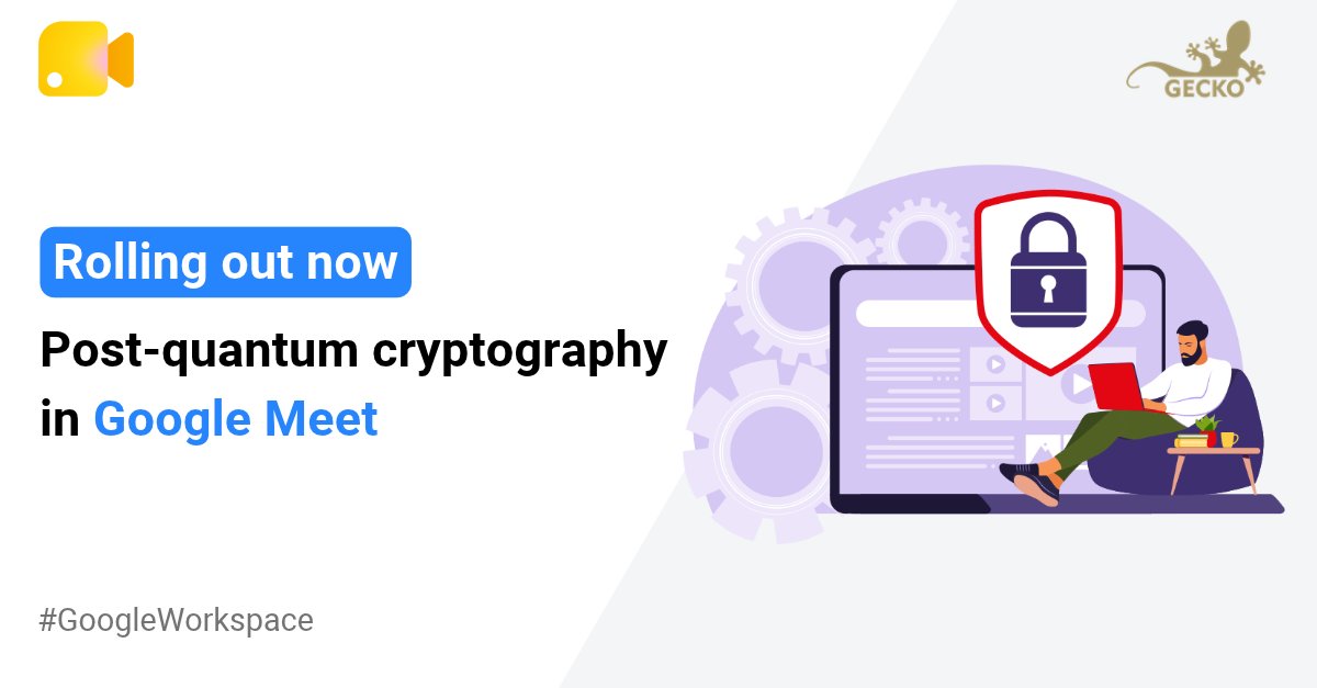 GeckoTechnology's tweet photo. 📹 #GoogleMeet calls on the 🌐 web and 📷 Google Meet Hardware will soon use 🔐 post-quantum cryptography (PQC) – an enhanced encryption protection that’ll 🛡️ shield against future quantum computer threats.

Rolling out now. Learn more: https://t.co/w6LBwWEQeT https://t.co/V4AUORBeiT