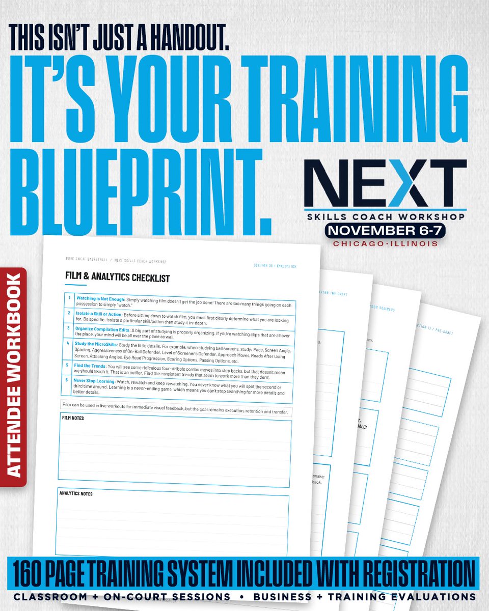 PureSweat's tweet photo. Every attendee at The Workshop will receive our 160-page Basketball Trainer Workbook. Tools, systems &amp; action plans you need to develop players &amp; build your business.

Secure your seat &amp; start your path toward becoming a Licensed Pure Sweat Skills Coach: https://t.co/4GqSuj9cod https://t.co/gQBFw0Nwat