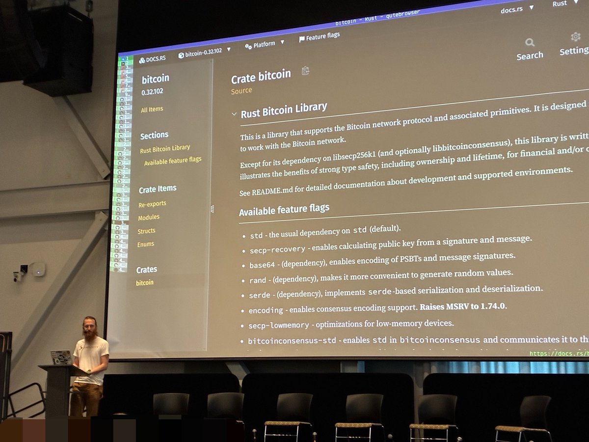 matthewvuk2's tweet photo. Bitcoin Wizard 🧙‍♂️ Andrew Poelstra (andytoshi) of @blksresearch presents “rust-bitcoin: the road to 1.0”

The chart represents “PRs per day” of activity on the library. 

He references other OGs around the repo since the early days, such as @stevenroose3 https://t.co/HZoL1UHC0P