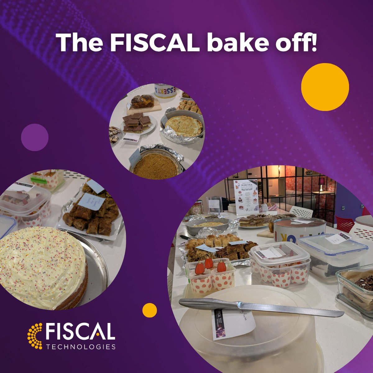 FISCALTec's tweet photo. Yesterday the FISCAL team got their chef hats on for our time-honoured tradition: the FISCAL Bake Off!

We had an incredible feast, including pork rolls, pavlova, tiffin, blondies, shortbread, tarts, pastries and cakes.

Congratulations to our winners, Frances, Sian and Liam. https://t.co/TmH5vU9u7s