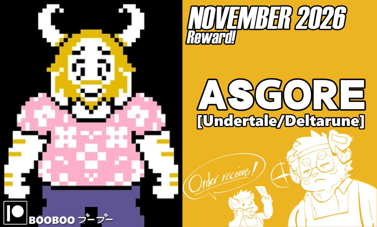 BooBoo_2544's tweet photo. Winner of November 2026!

The Character for November 2026 Reward have been chosen!

Asgore [Undertale/Deltarune] will be the reward for November 2026!

-Booboo, Shikane and Kedasky https://t.co/CAL9UJIImc