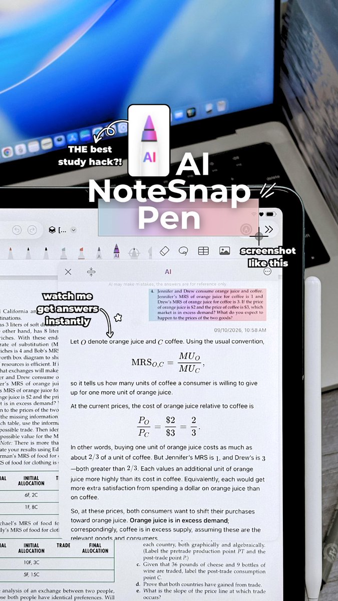 notesplus_app's tweet photo. pov: you found THE best study hack ⁉️ screenshot a question and let our AI NoteSnap Pen solve it instantly ୧⃛(๑⃙⃘◡̈๑⃙⃘)୨⃛

#notesplus #studytwt #digitalnotes #ipadnotes #ipad https://t.co/X0YEeZ7faB