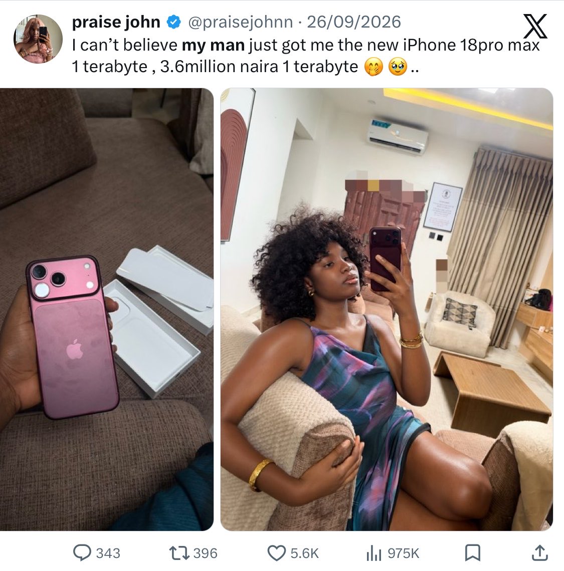 Jeff_Okhai's tweet photo. This girl is smart, let me explain.

She keeps using “my man” or “my boyfriend” in her posts because that’s what gets her the views. Her last few posts that blew up were basically just her mentioning her man to ragebait people.

She buys shoes, real or fake—then posts them saying her man got them for her. It gets people arguing and engaging, so the post racks up impressions. She gets paid roughly double what the shoes cost her, so she ends up making her money back (and more) just from the engagement. Works out for her.